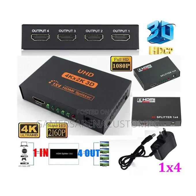 UHD X 3D HDMI Splitter 1 in 4 Out Hdmi Uk Plug