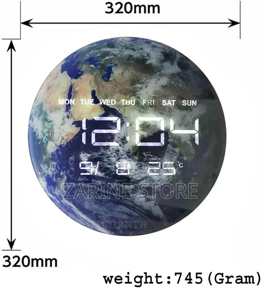 Stylish Planet LED Circular Digital Electronic Clock 3D Earth Clock