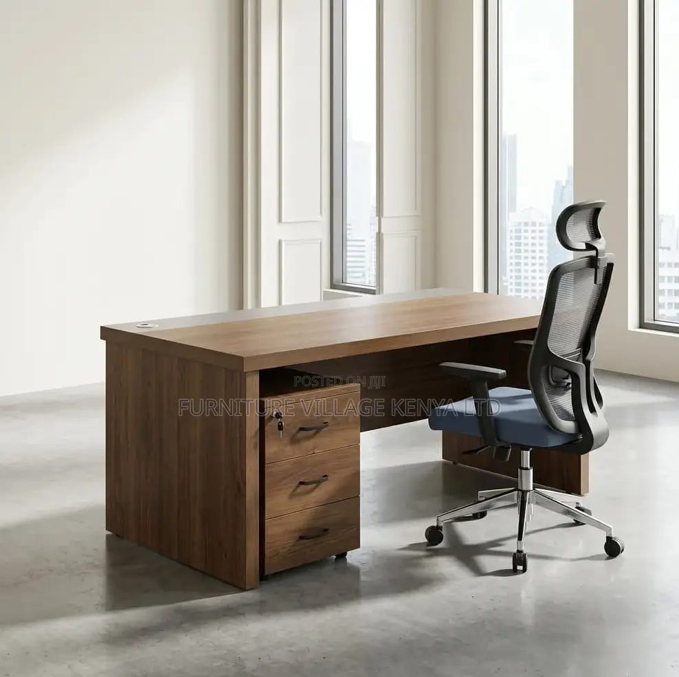 Office Desk; 1.6 M Executive Desk a Pedestal Cabinet-Storage