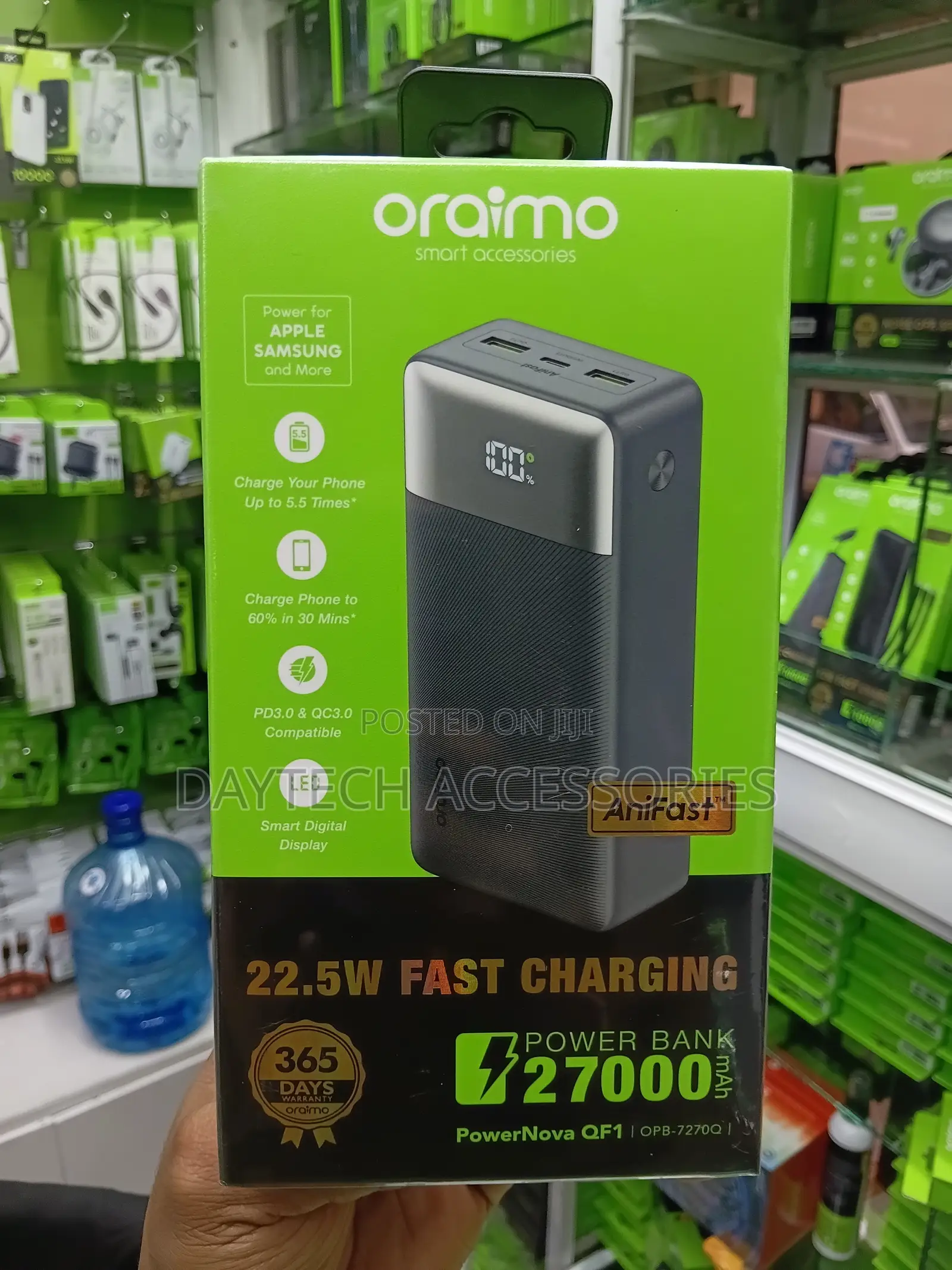 Oraimo PowerNova QF1 27000mAh Power Bank Featuring 22.5W Fast Charging