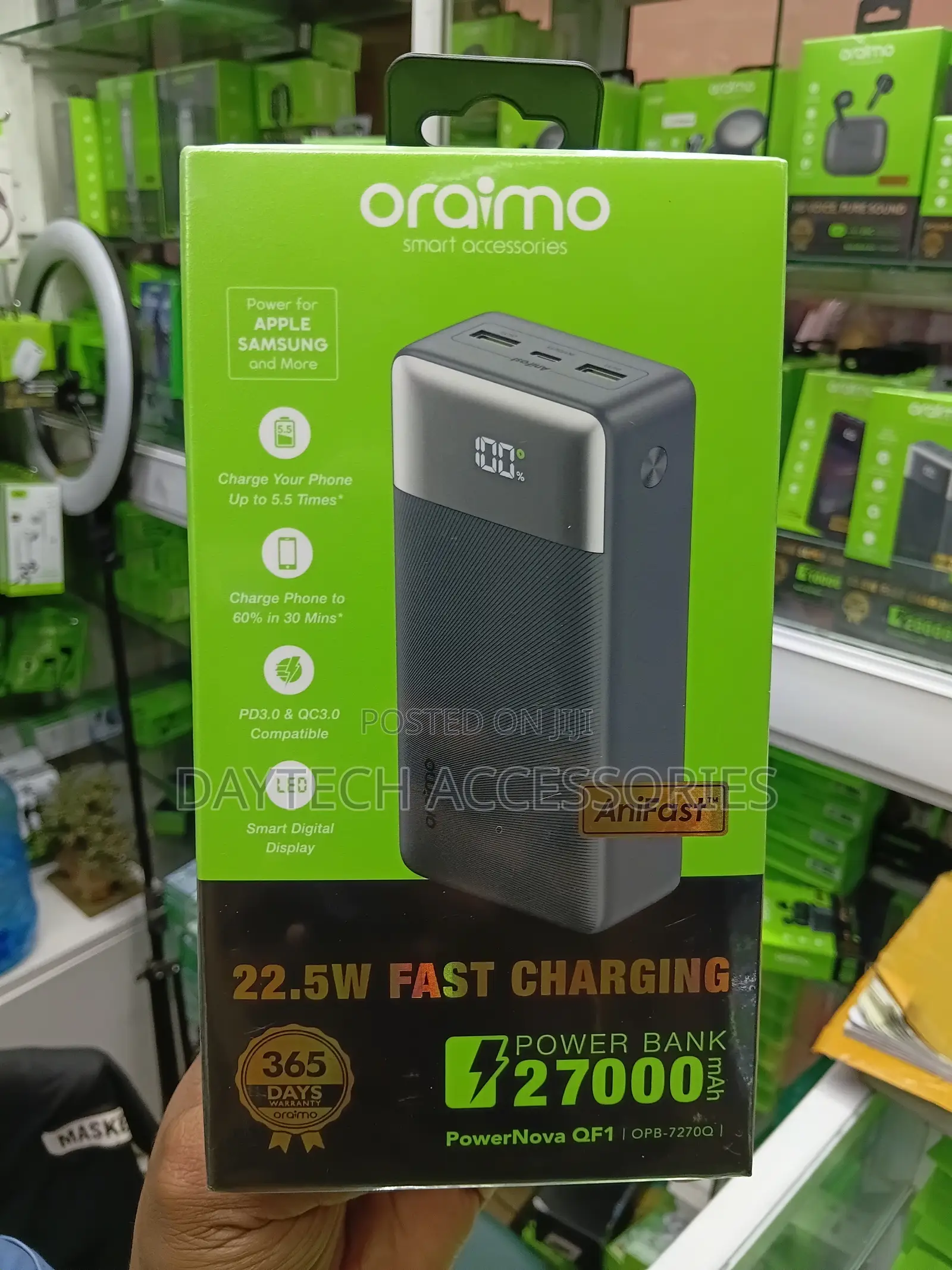 Oraimo PowerNova QF1 27000mAh Power Bank Featuring 22.5W Fast Charging