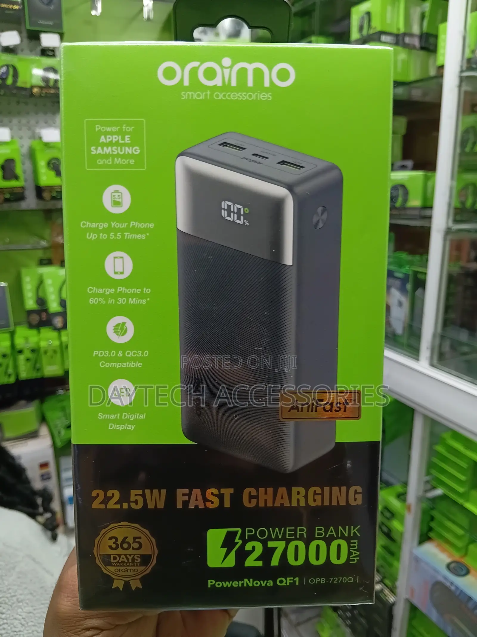 Oraimo PowerNova QF1 27000mAh 22.5W Power Bank - Black