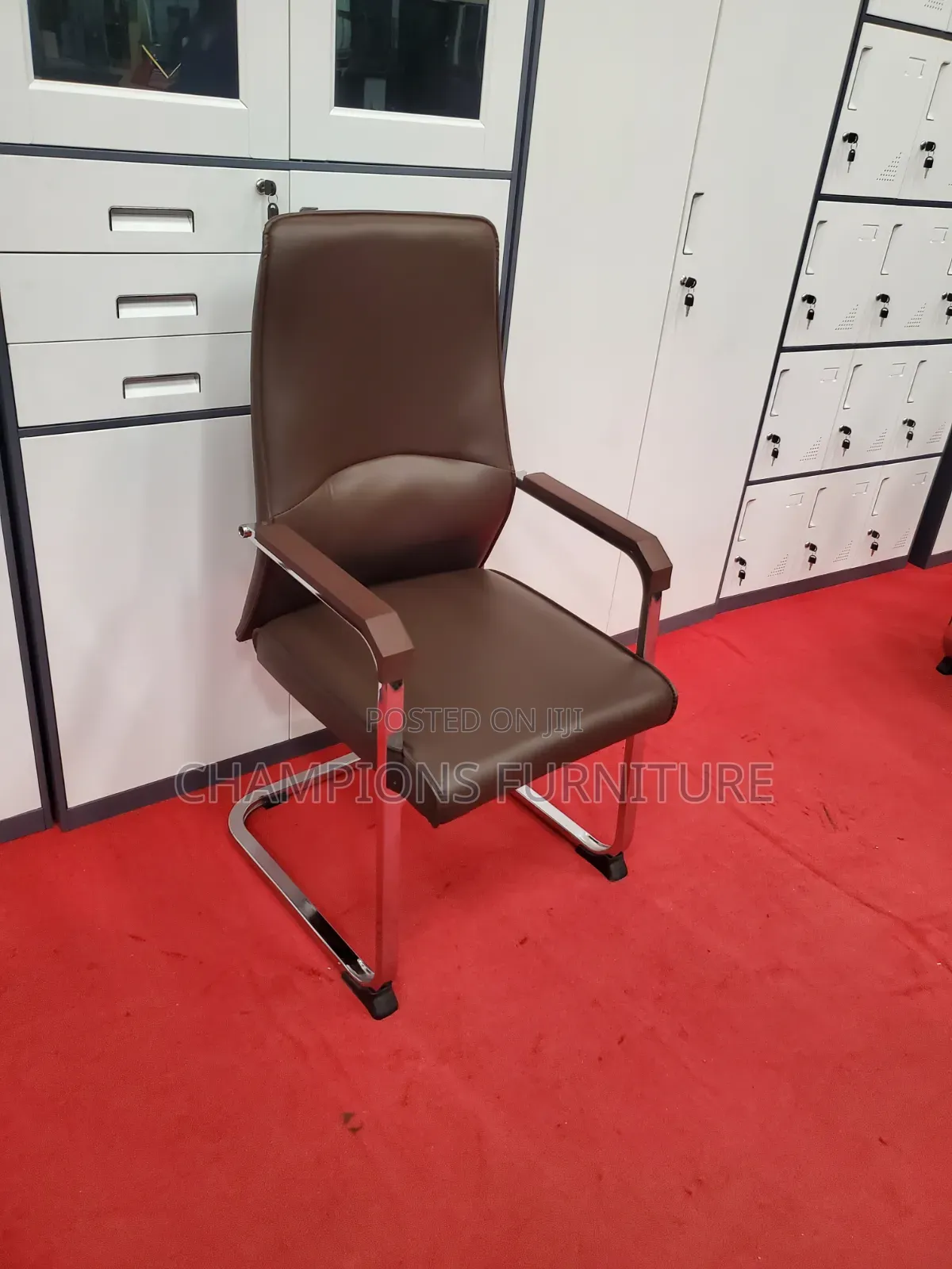 Executive Brown Leather Cantilever Chair