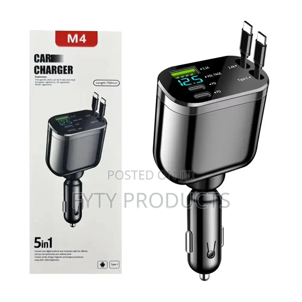 5 in 1 Retractable Car Charger