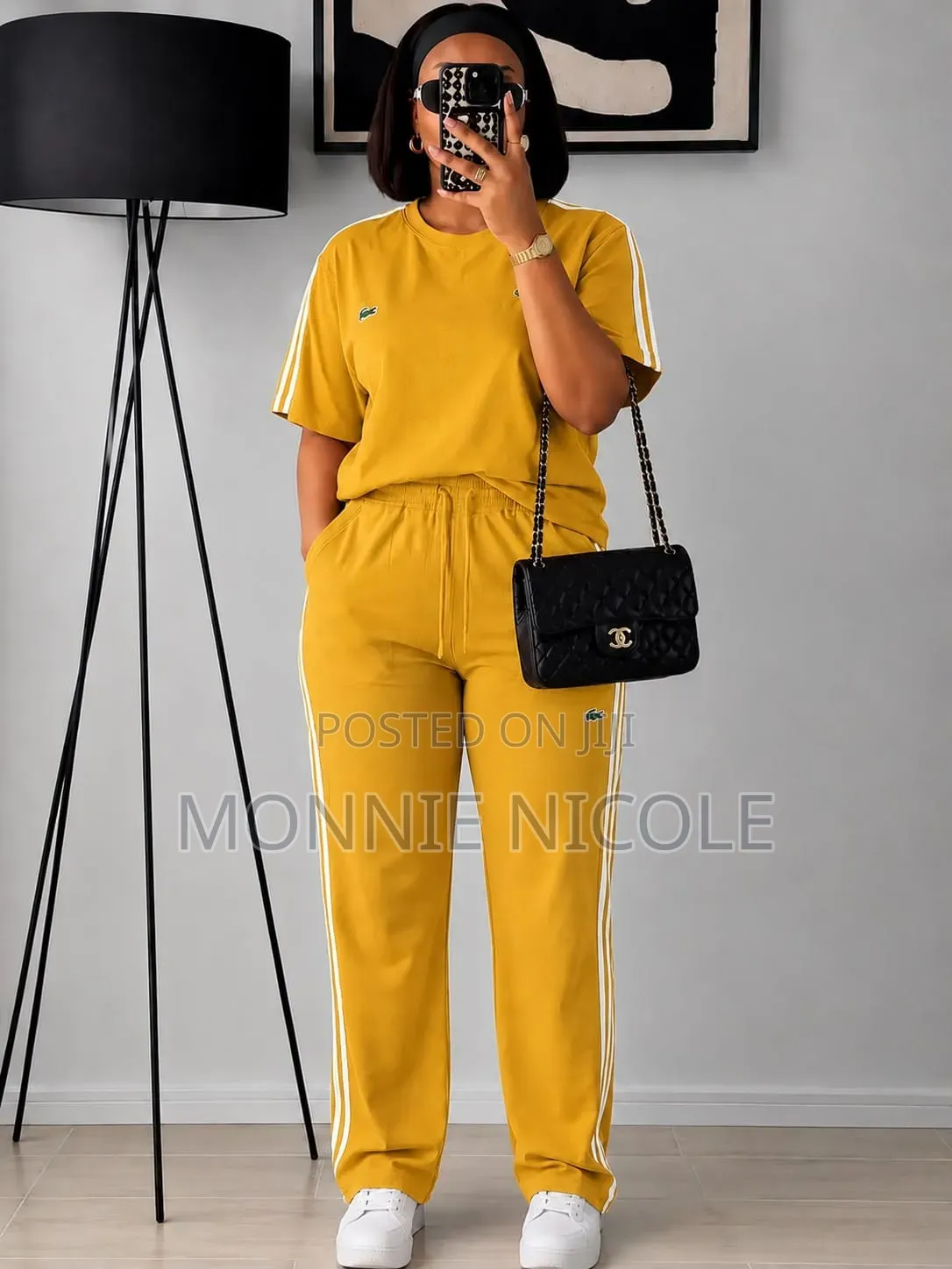 Mustard Women's Casual 2pc Set. Tshirt With Track Pants