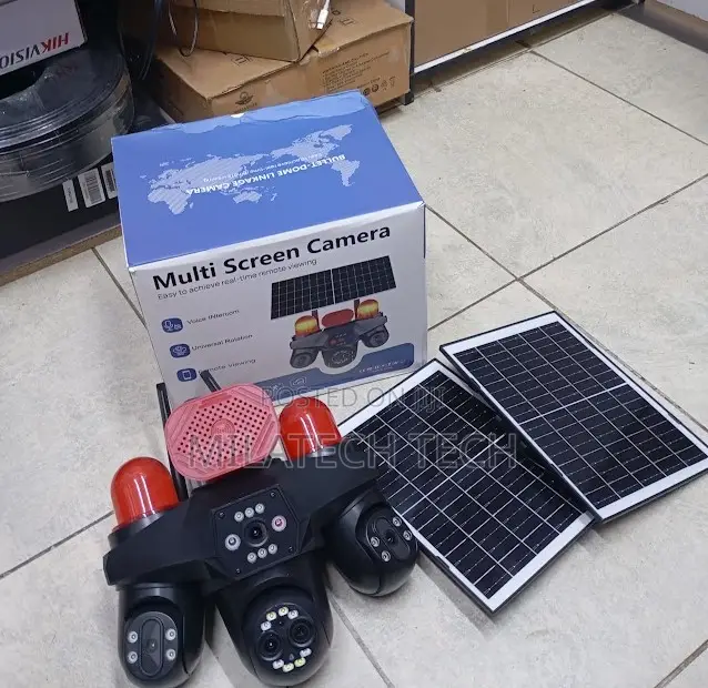 Wireless 4 Lens Solar Camera 4G PTZ CCTV With Siren Alarm