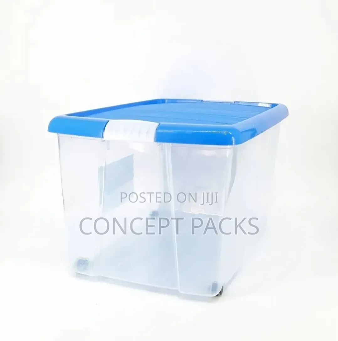 60L Storage Box on Wheels, Snap Locks, 540x410x330mm