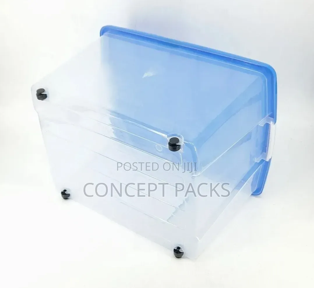 60L Storage Box on Wheels, Snap Locks, 540x410x330mm
