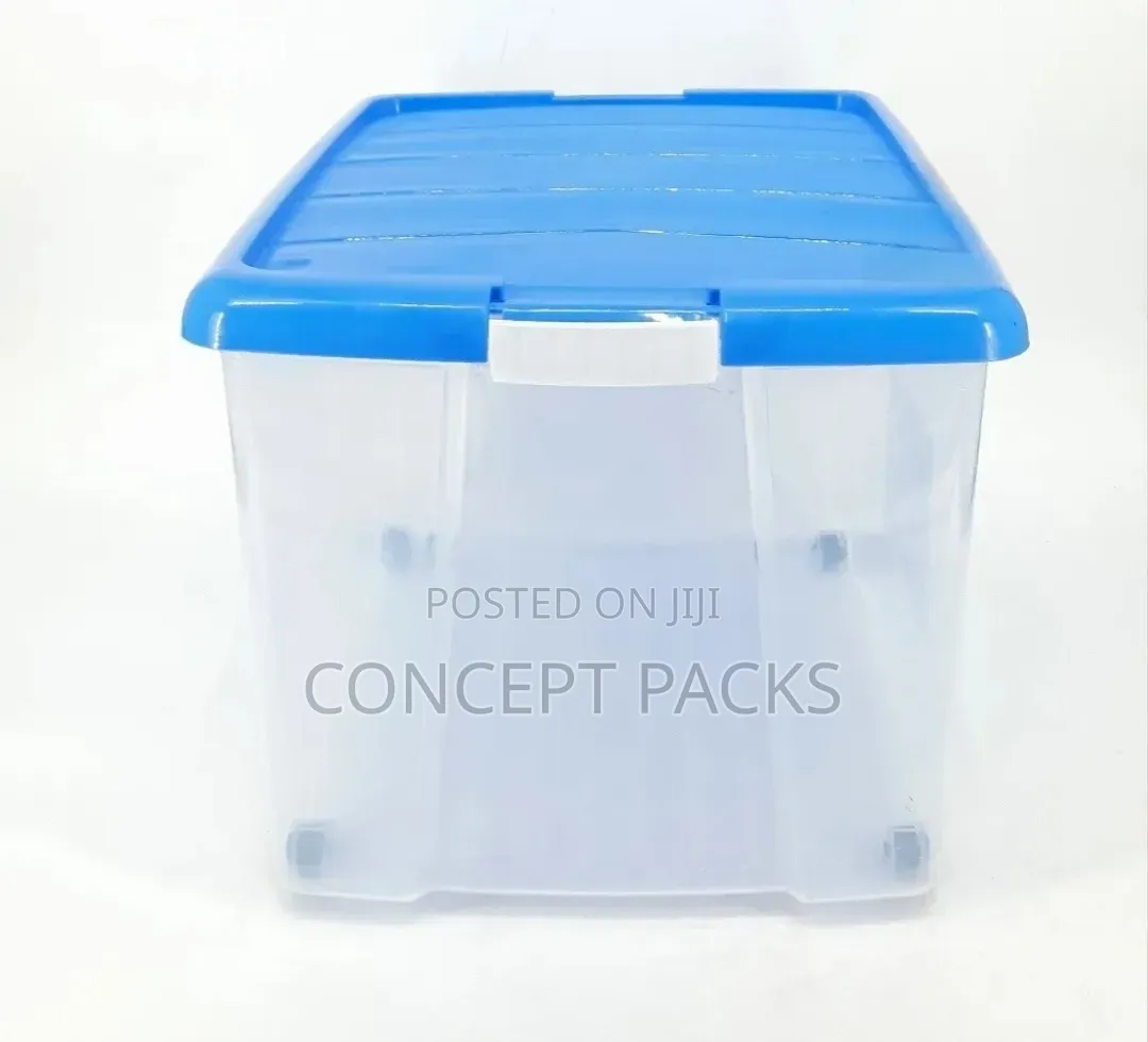 60L Storage Box on Wheels, Snap Locks, 540x410x330mm