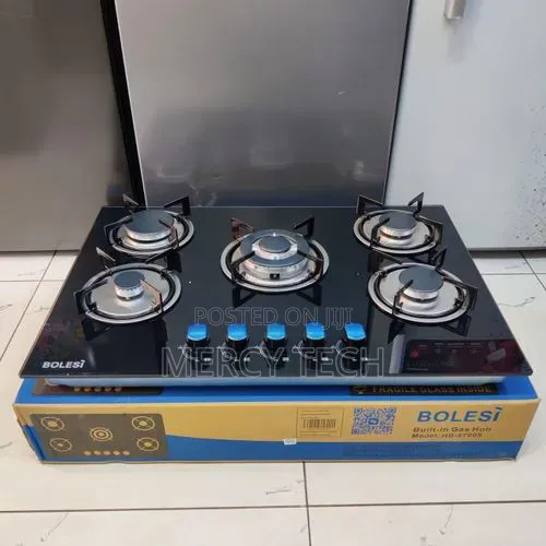 Bolesi 5-Burner Tempered Glass Cooker