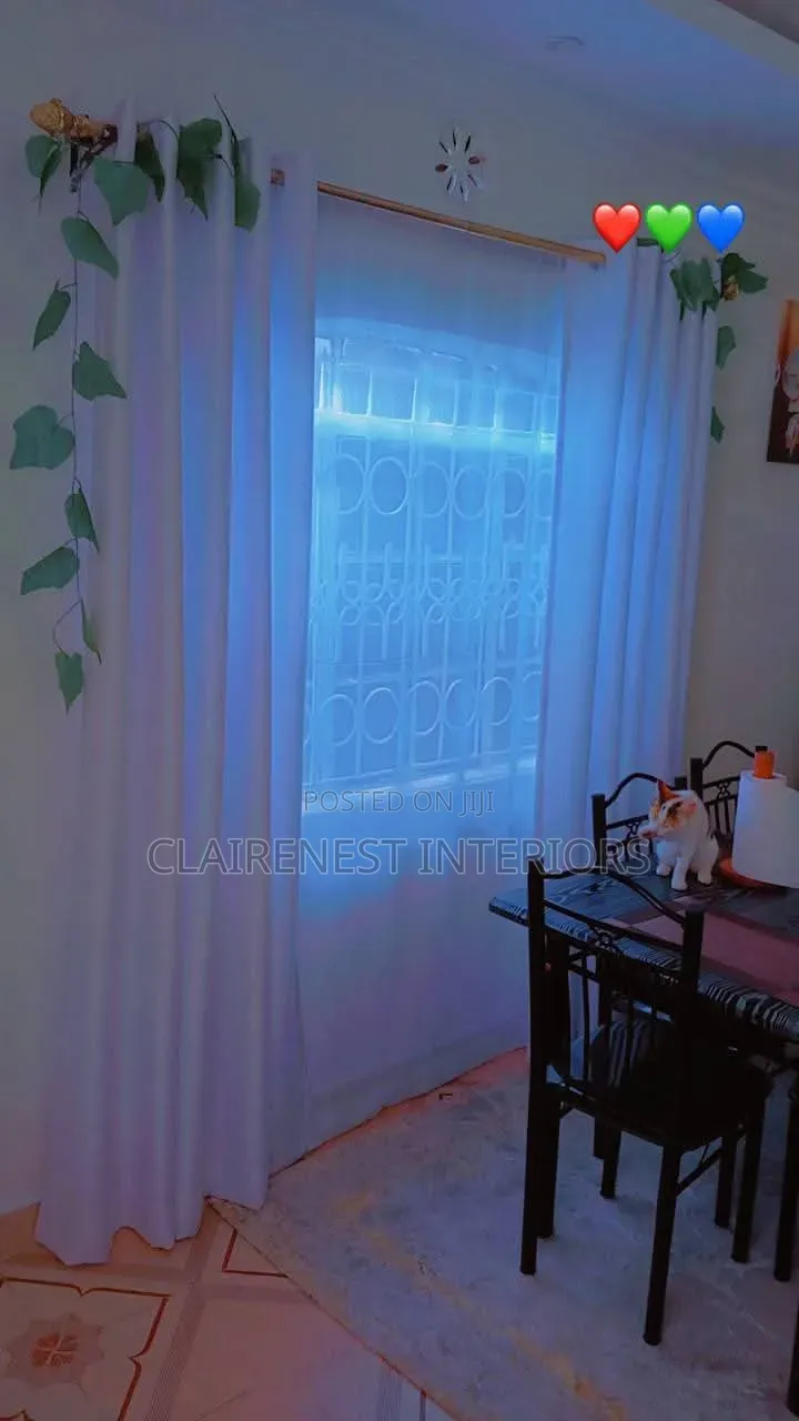 Plain While, Yellow and Brown Stitched to Perfection Window Curtains