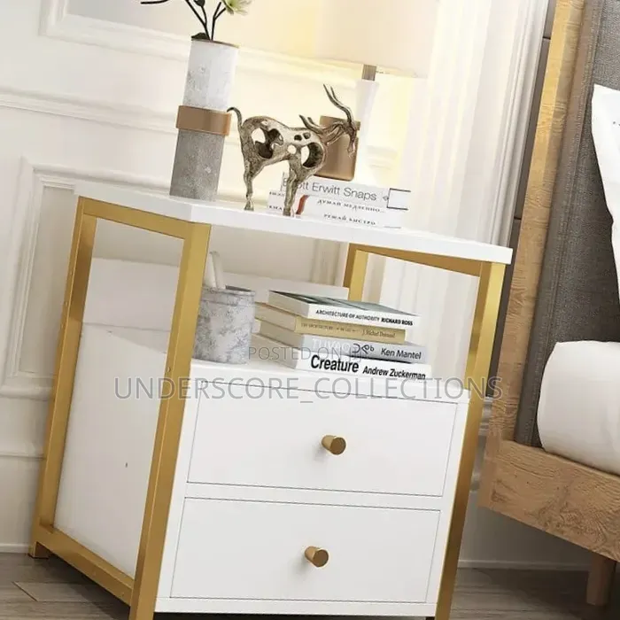 Gold and White/Gold and Black Bedside Nordic Table