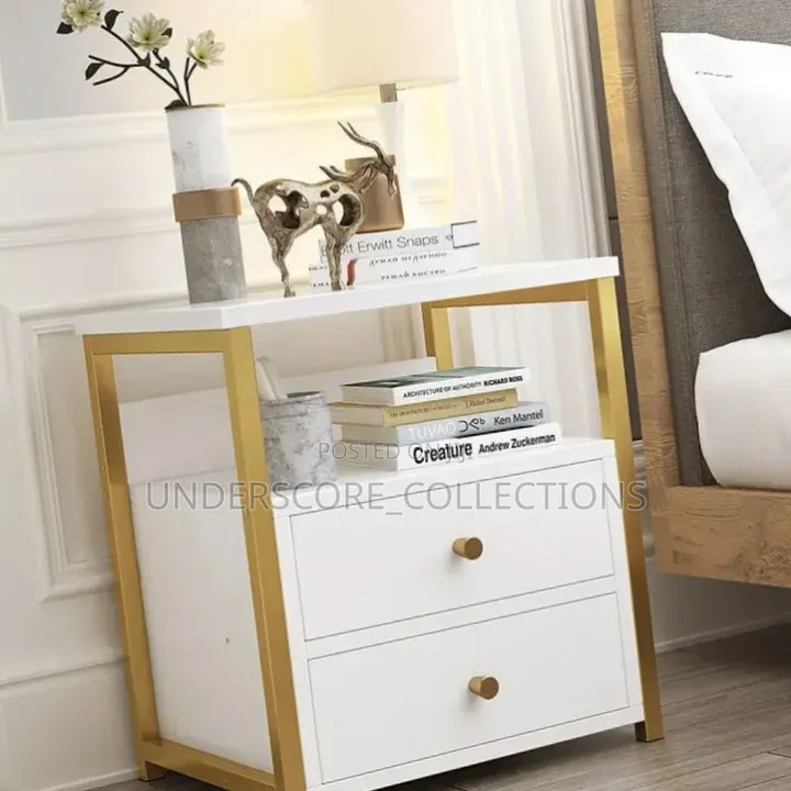 Gold and White/Gold and Black Bedside Nordic Table
