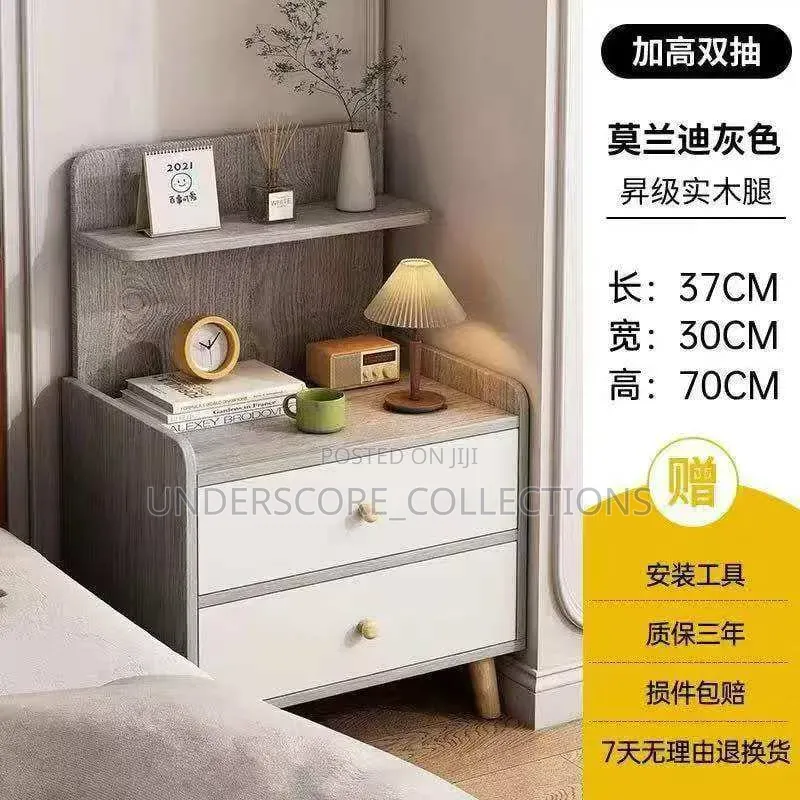Grey and White Multilayer Storage Large Capacity Bedside Drawer