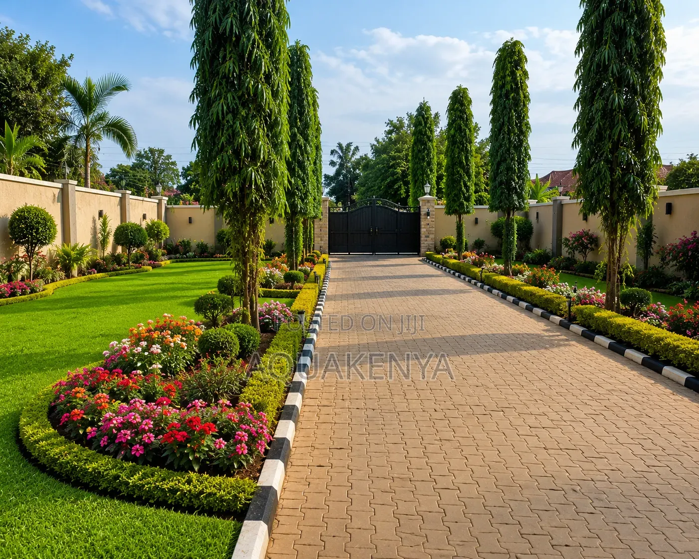 Landscape With Ashok Trees on the Driveway