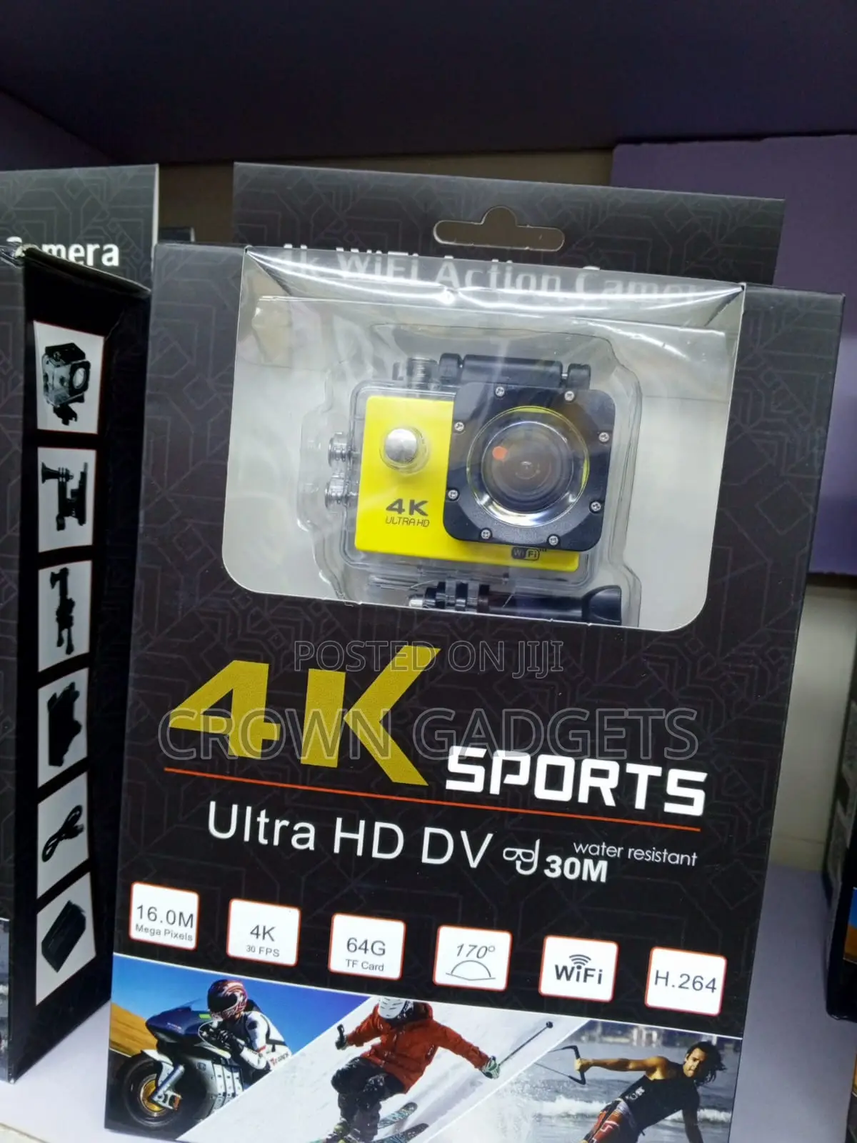 WiFi Action Camera With 30M Waterproof Case Mounts
