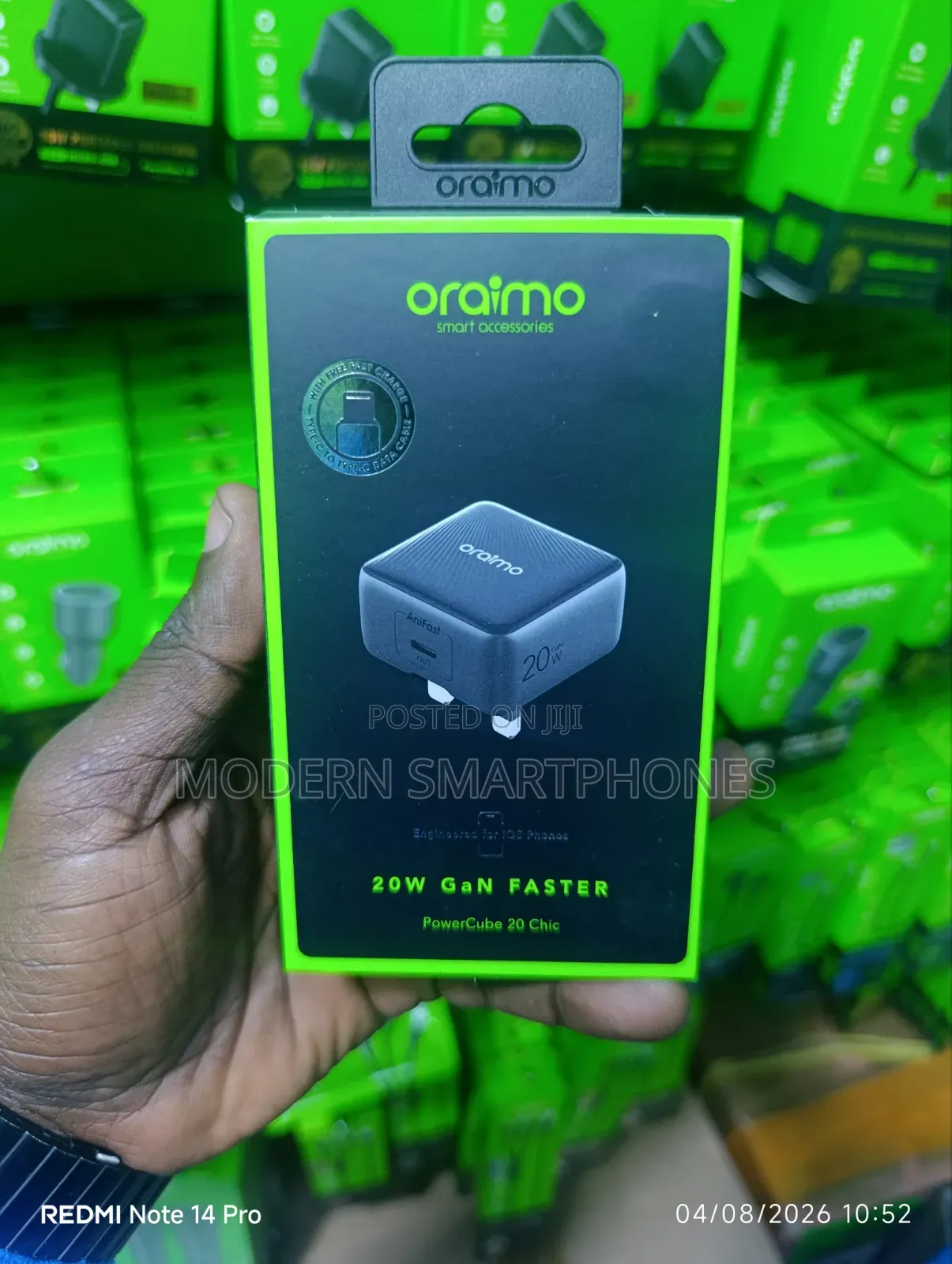 Oraimo PowerCube 20 Chic 20W GaN Wall Charger Type-C Lightning Cable