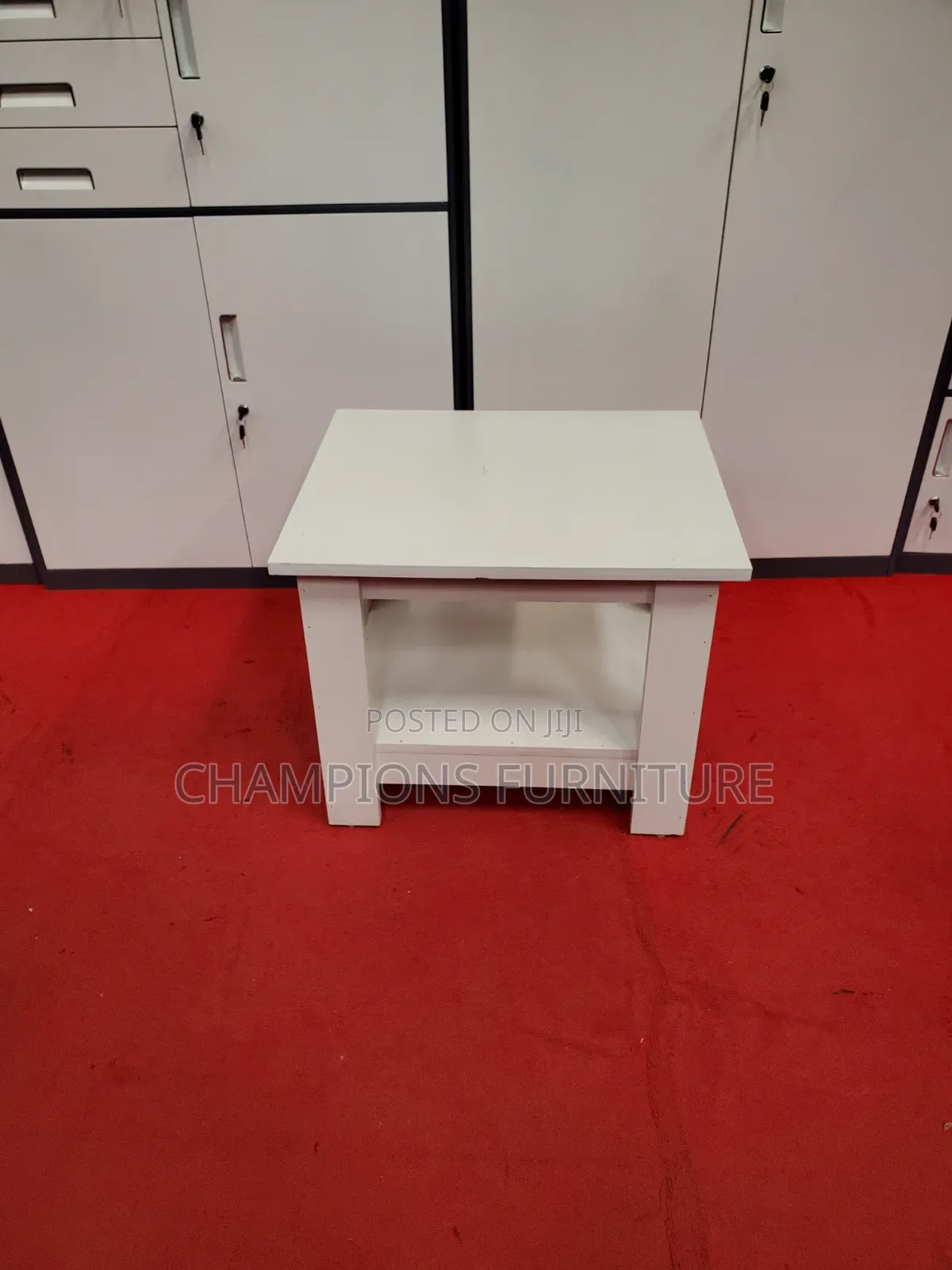 2-Tier White Side Table