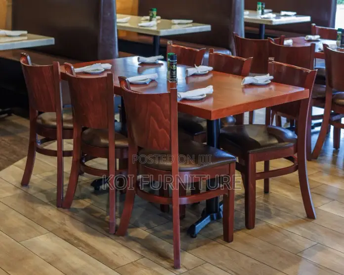 Dining Set; Six Seaters Dining Set With Mahogany Finish