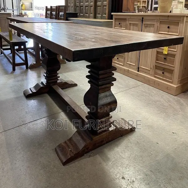 Dining Set; Six Seaters Dining Set With Mahogany Finish