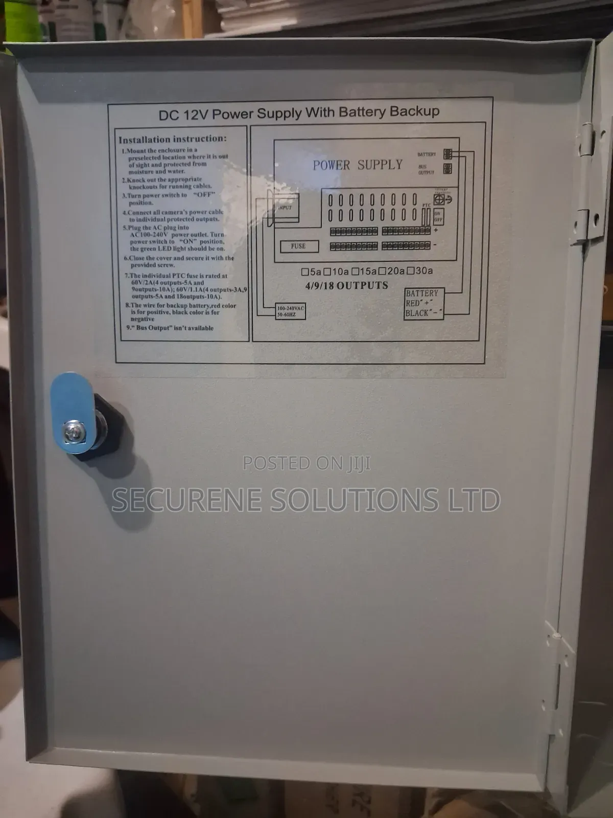 12V 10A Centralized DC Power Supply With a Built-in UPS Battery Backup