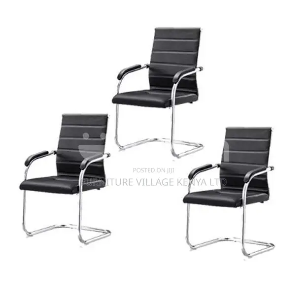 Office Chair; Chrome-Pu Leather Office Guest Chair