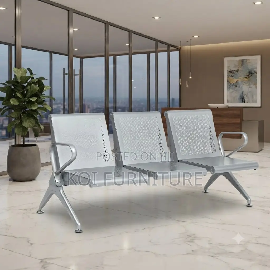 Office Bench; Three Seaters Metallic Reception Modern Benches