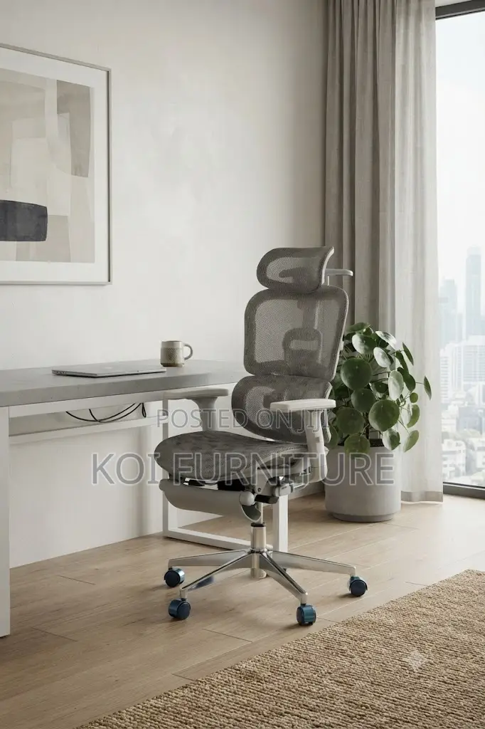 Office Chairs; Executive Orthopedic Fabric Chair ( in White)