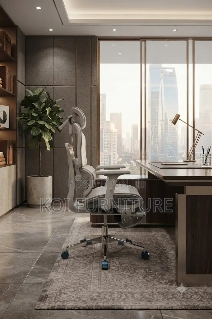 Office Chairs; Executive Orthopedic Fabric Chair ( in White)