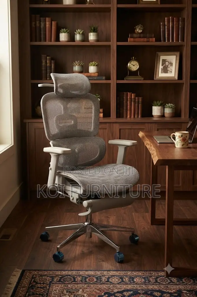 Office Chairs; Executive Orthopedic Fabric Chair ( in White)