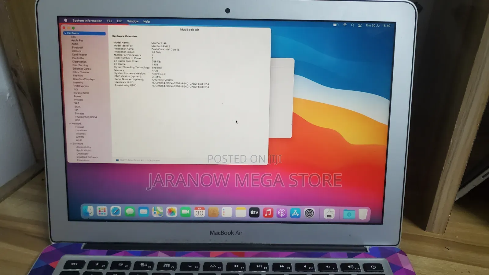 Laptop Apple MacBook Air 2014 4GB Intel Core i5 SSD 256GB