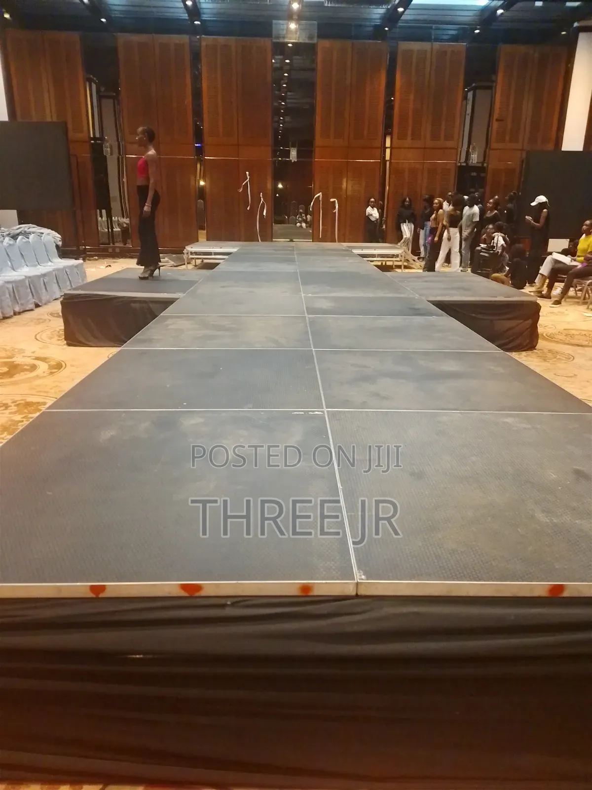 Stage With 2 TV Shaped Set Up for Modelling for Hire