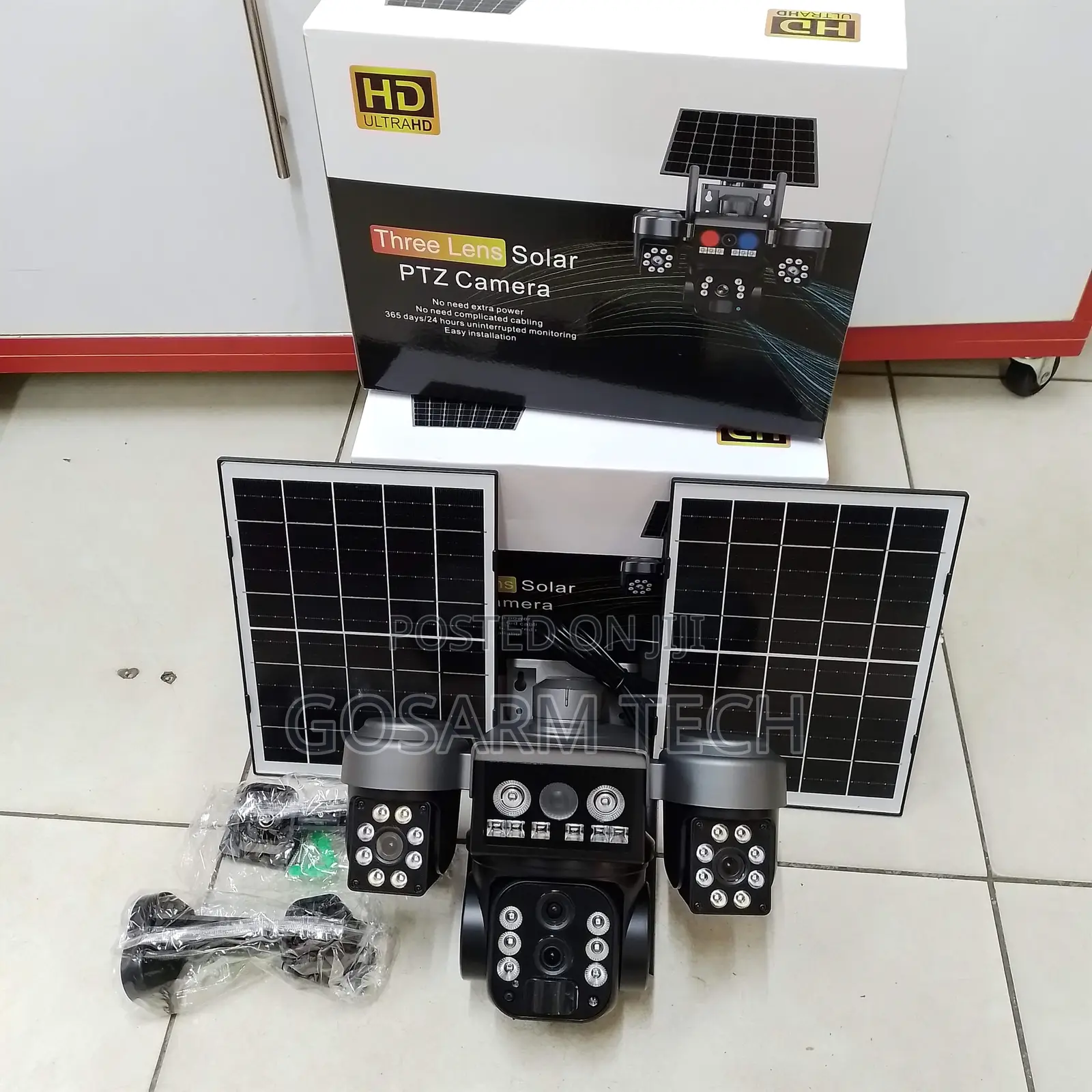 4G PTZ Triple-Lens Dual Panel Solar Camera V380 Wireless