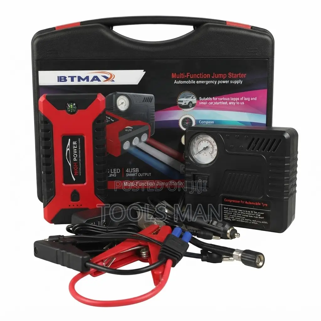 Car Jump Starter Air Compressor Power Bank Kit IBTMAX 4 USB Flashlight