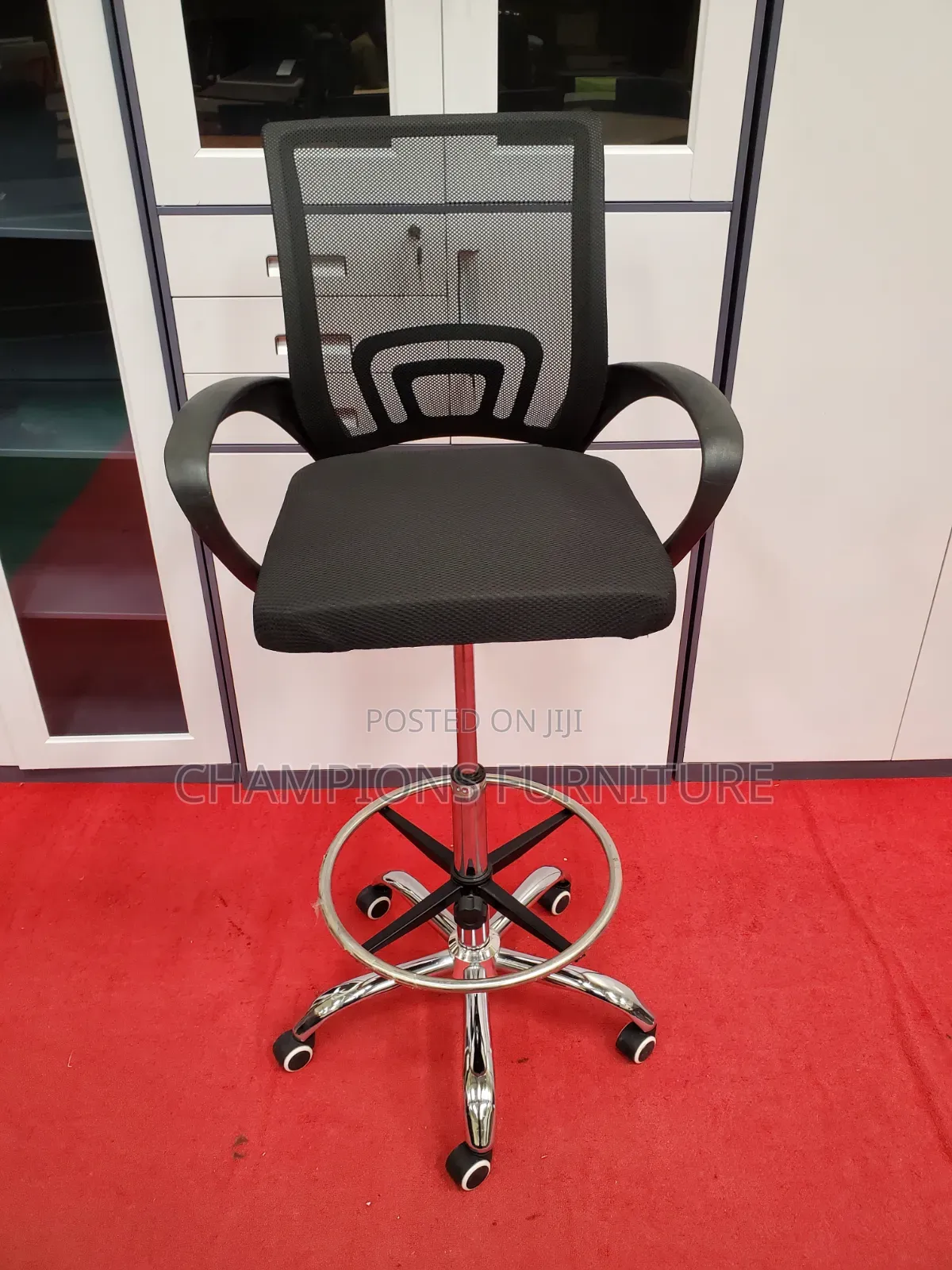 Counter/Cashier Black Mesh Chair