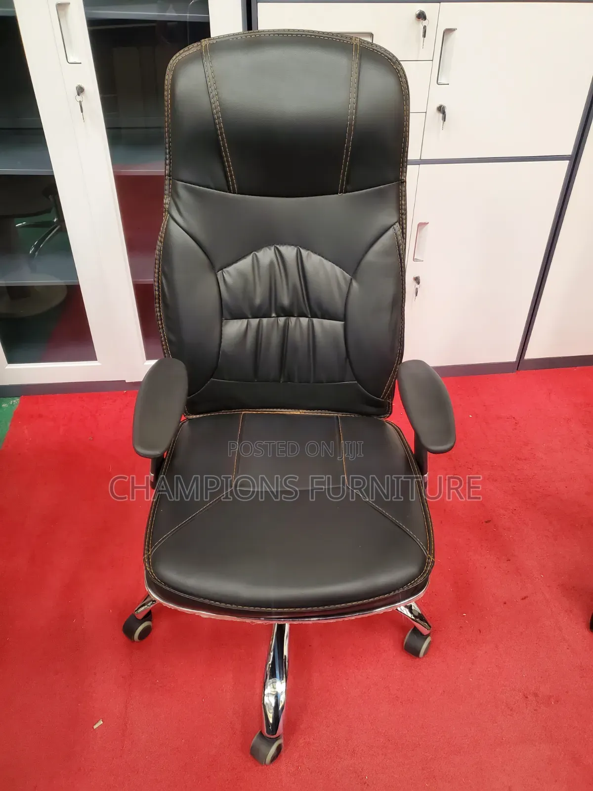 Black Low Leather Office Chair