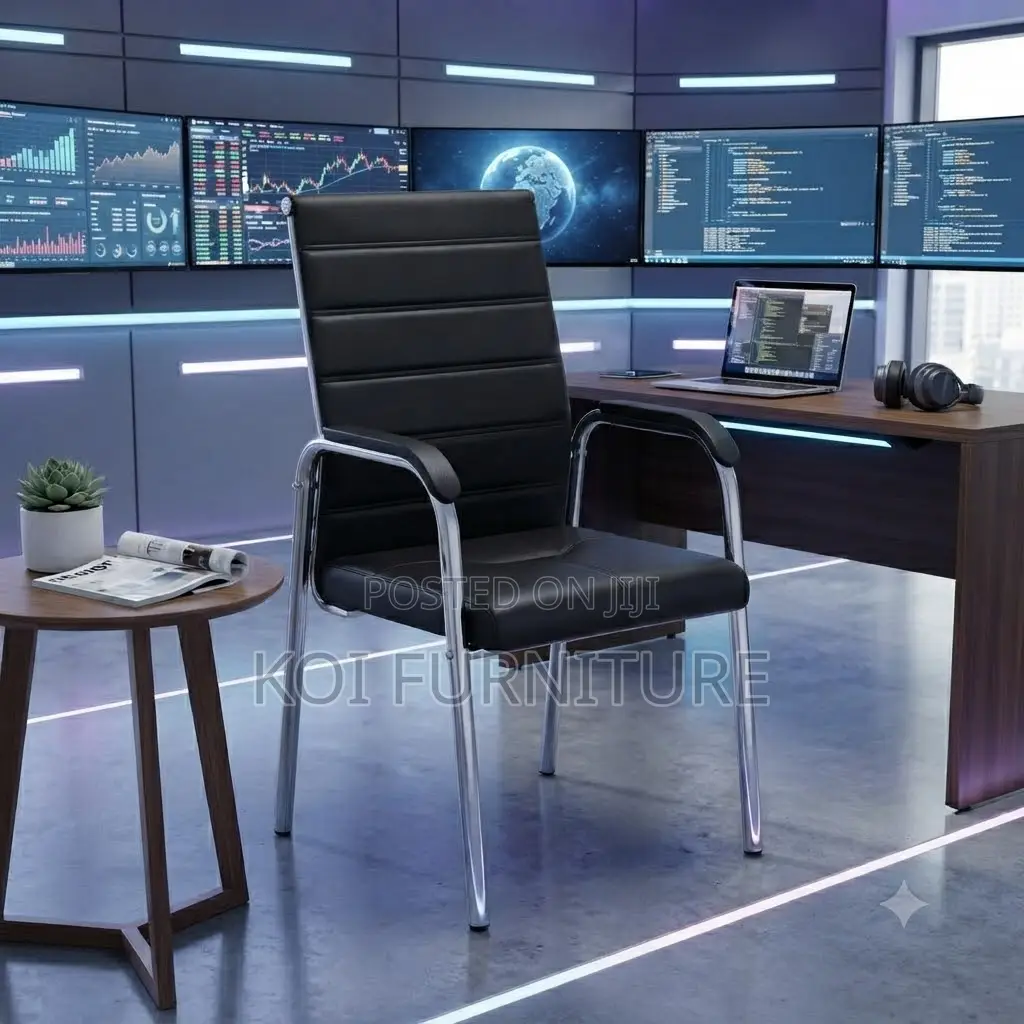 Office Chairs; Visitors Leather Chair With High Back Resting