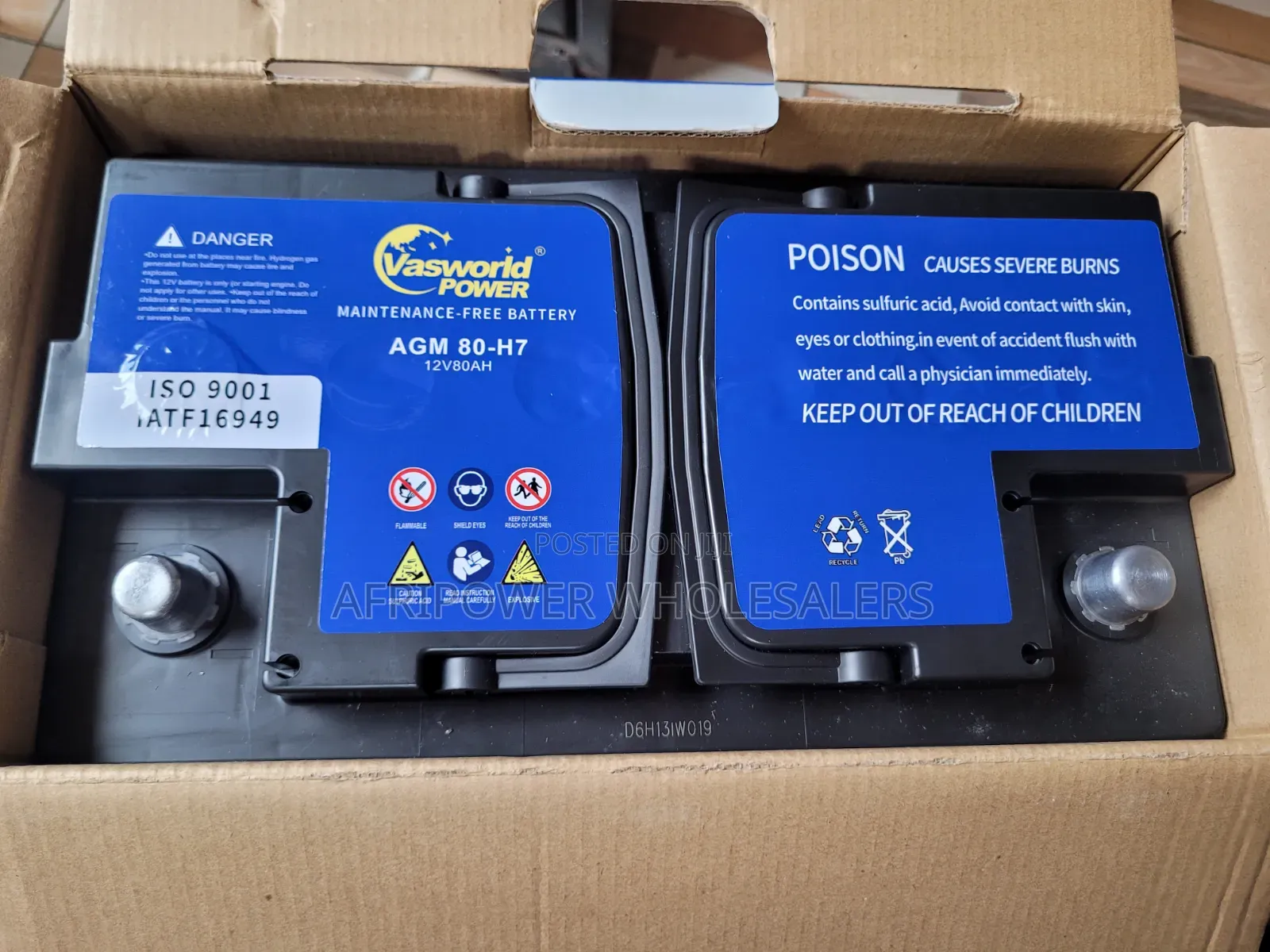 Vasworld Din 80 AGM Start - Stop Battery
