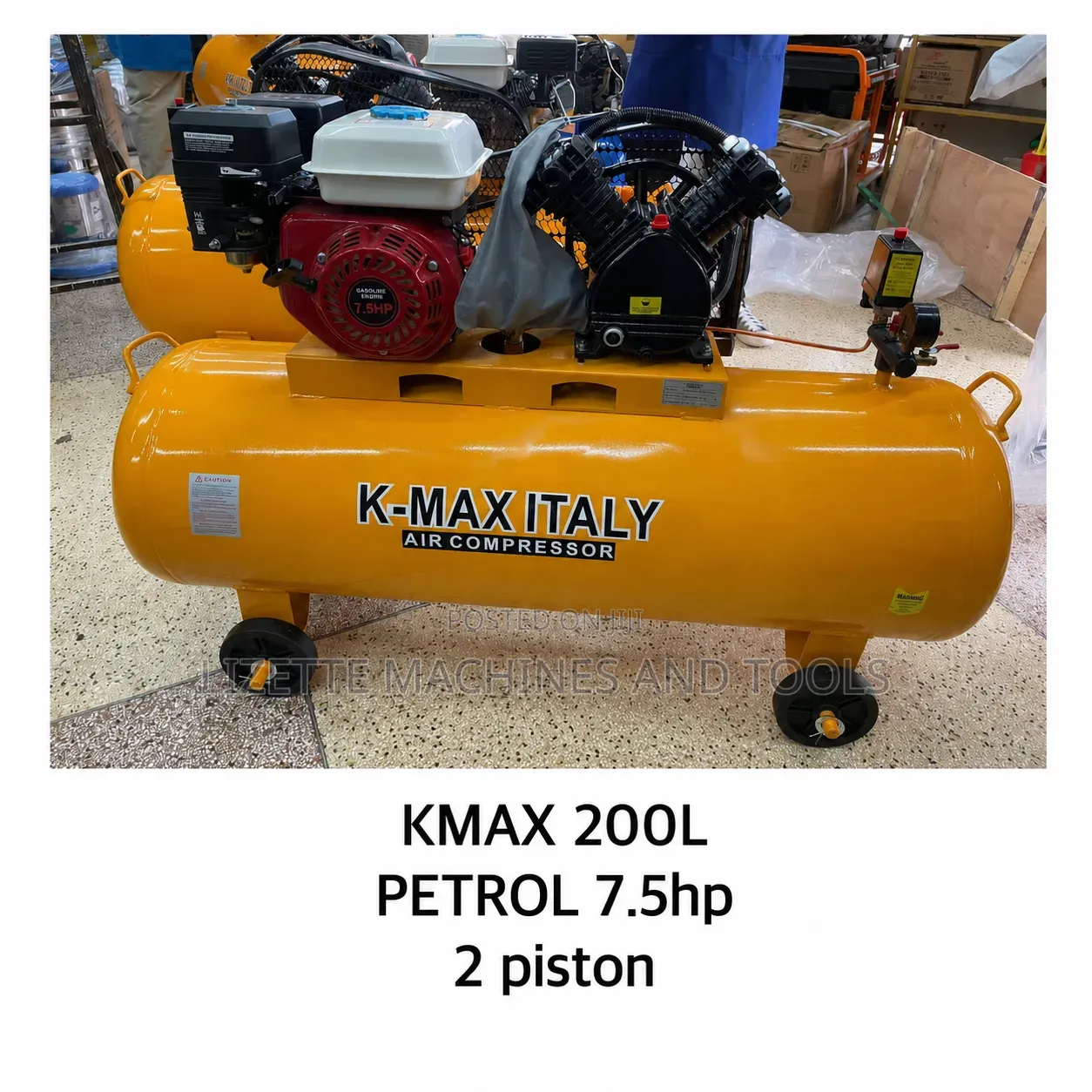 Kmax Italy 200L Petrol Air Compressor 2 Piston