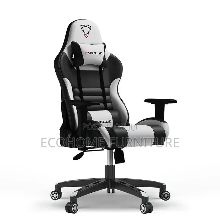 Gaming Chair. White Black, Reclining 180° Adjustable High