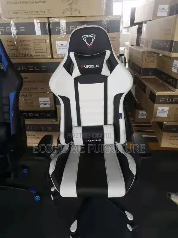 Gaming Chair. White Black, Reclining 180° Adjustable High
