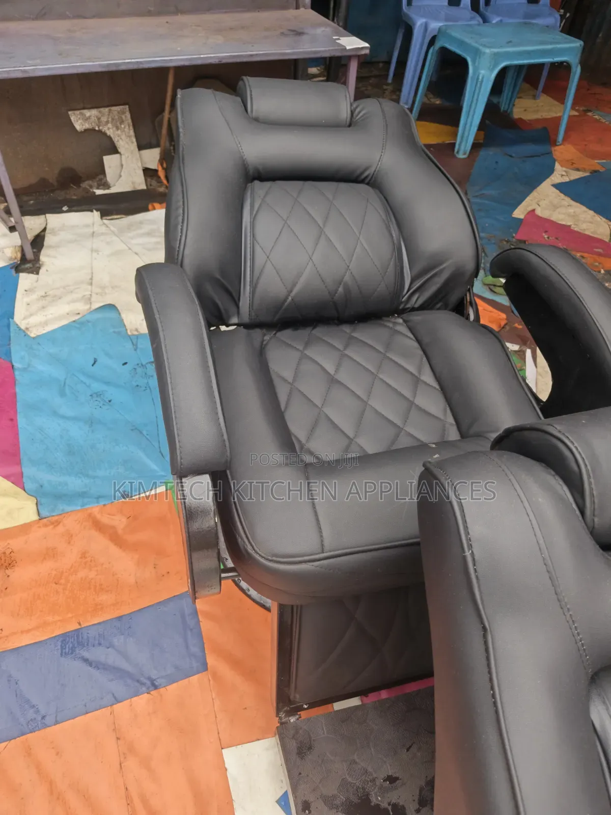 Black Leather Adjustable Barber Seat