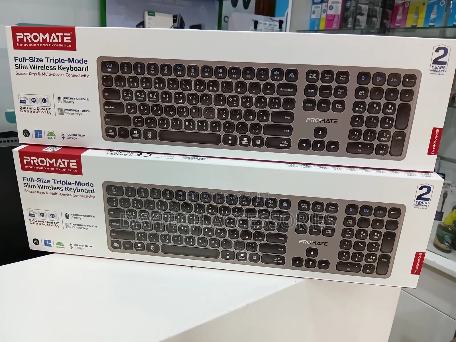 Promate ProKeys-X2 Full-Size Triple-Mode Slim Wireless Keyboard