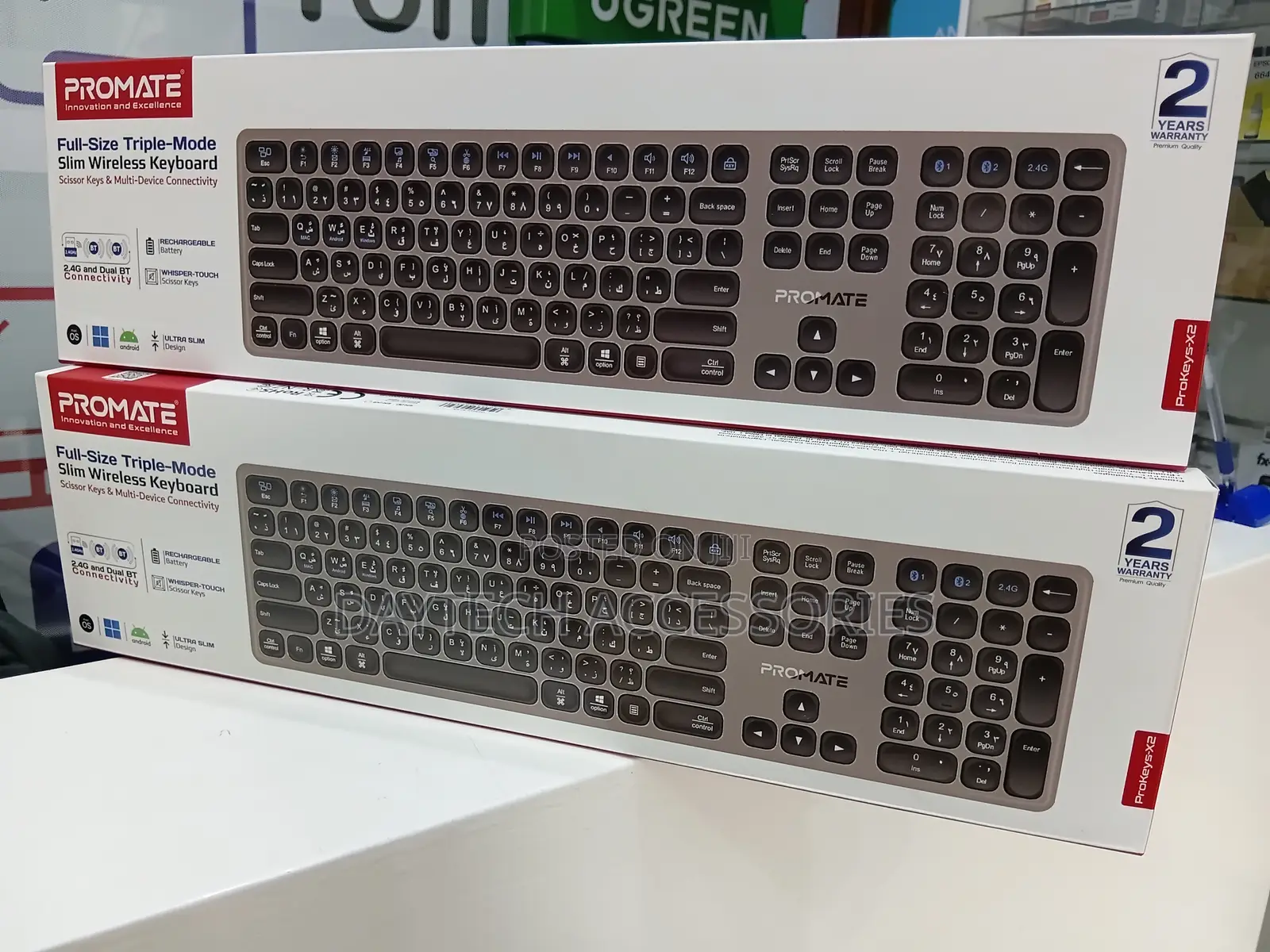 Promate ProKeys-X2 Full-Size Triple-Mode Slim Wireless Keyboard