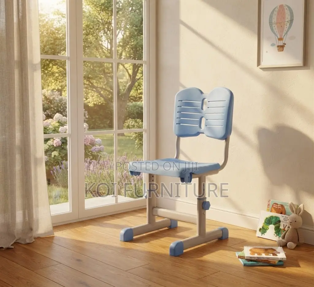 Home Desk; Adjustable Brown Blue Desk Chair Set