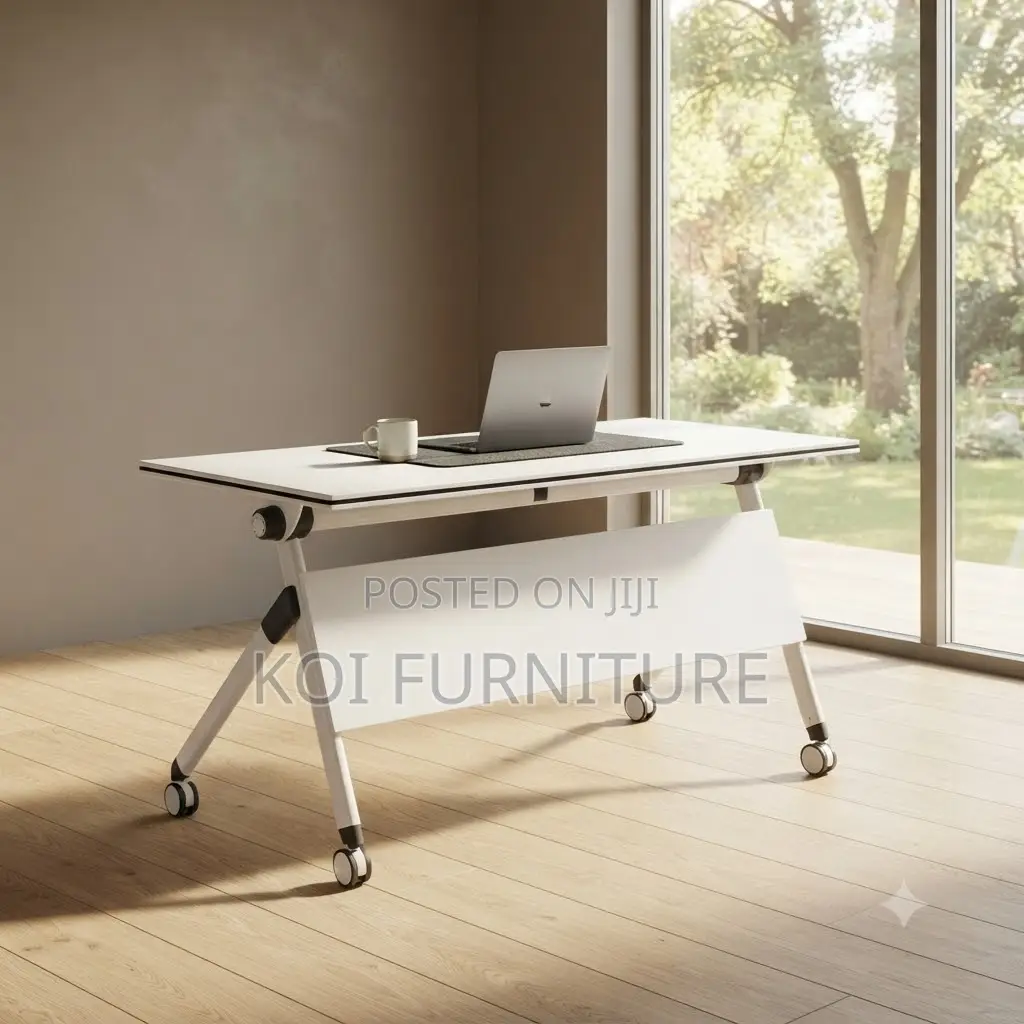 Office Desk; 1200MM White Foldable Meeting Study Desk
