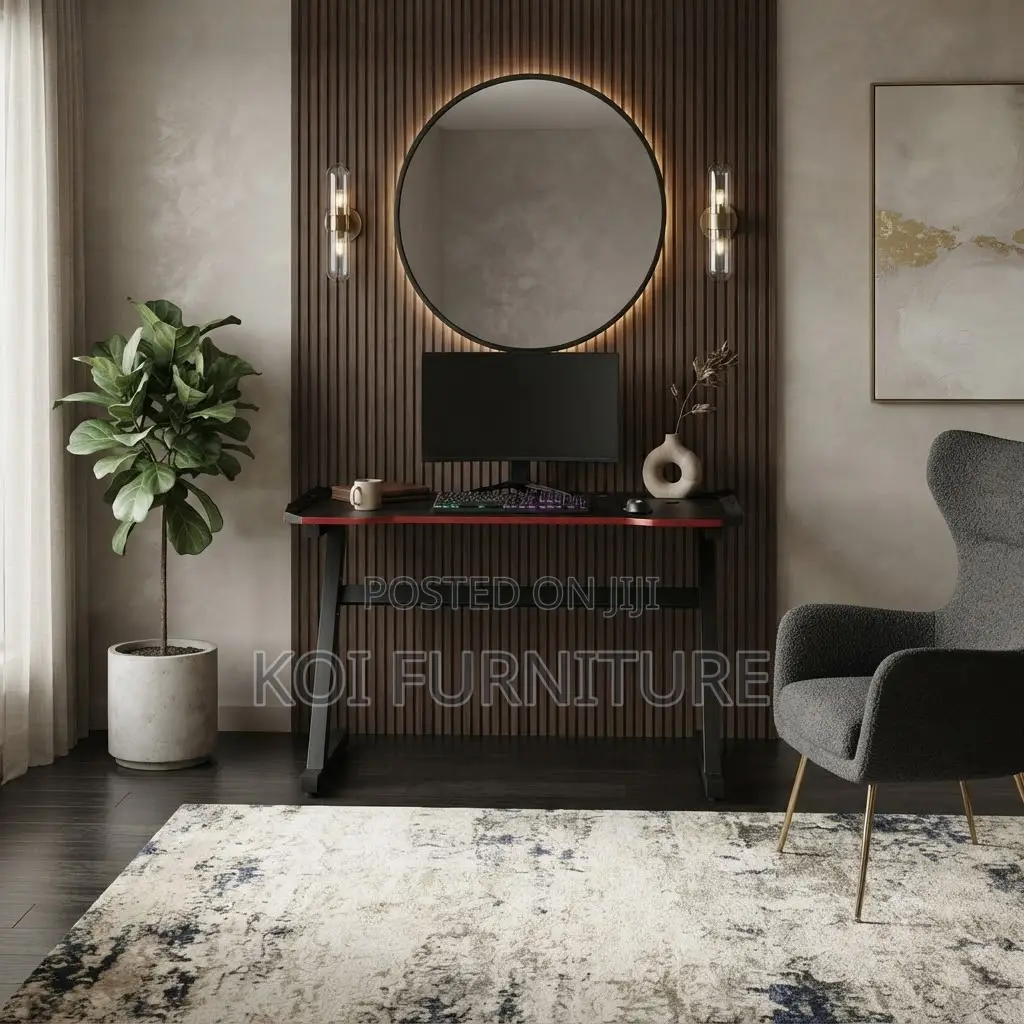 Office Desk; Ergonomic Black-Red Colored Gaming Desk