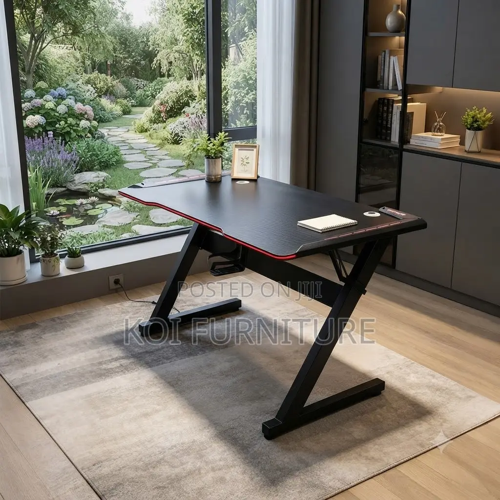 Office Desk; Ergonomic Black-Red Colored Gaming Desk
