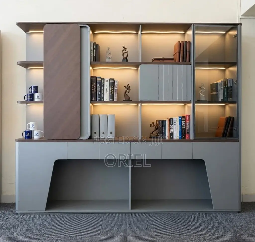 Office Cabinet : Executive Office Back Cabinet With LED Lighting