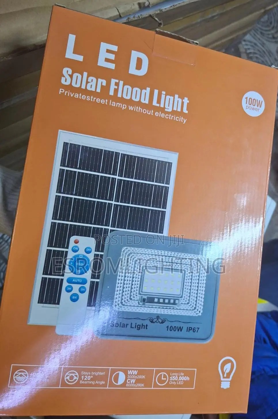 100W Solar LED Flood Light IP67 With Solar Panel Remote Control